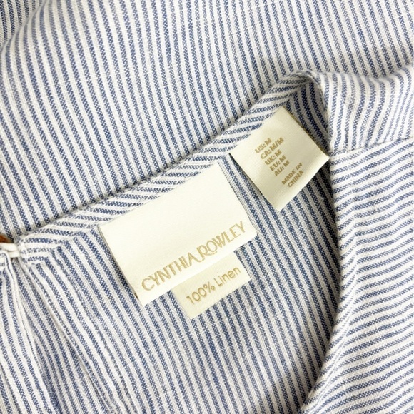 Cynthia Rowley 100% Linen Striped Flutter Sleeve Beachy Shift Dress Size Medium - Picture 13 of 14
